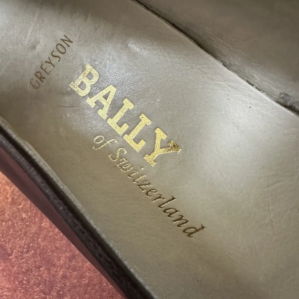 Bally Dark Brown Branded-Buckle Greyson Loafers Size 9